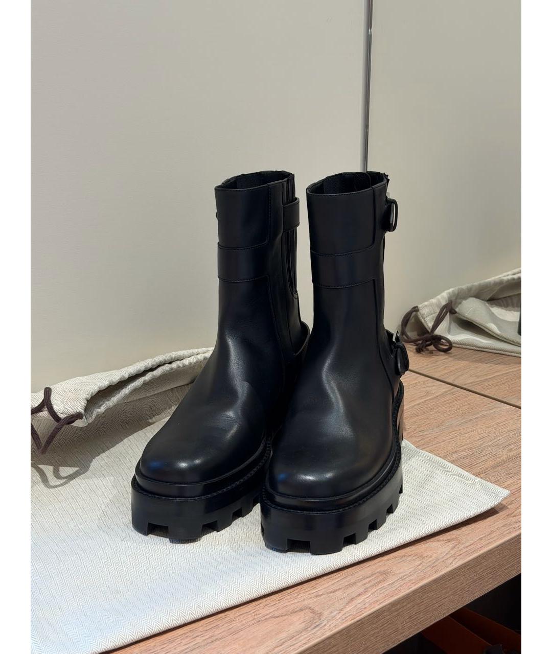 HERMES Черные кожаные ботинки, фото 4