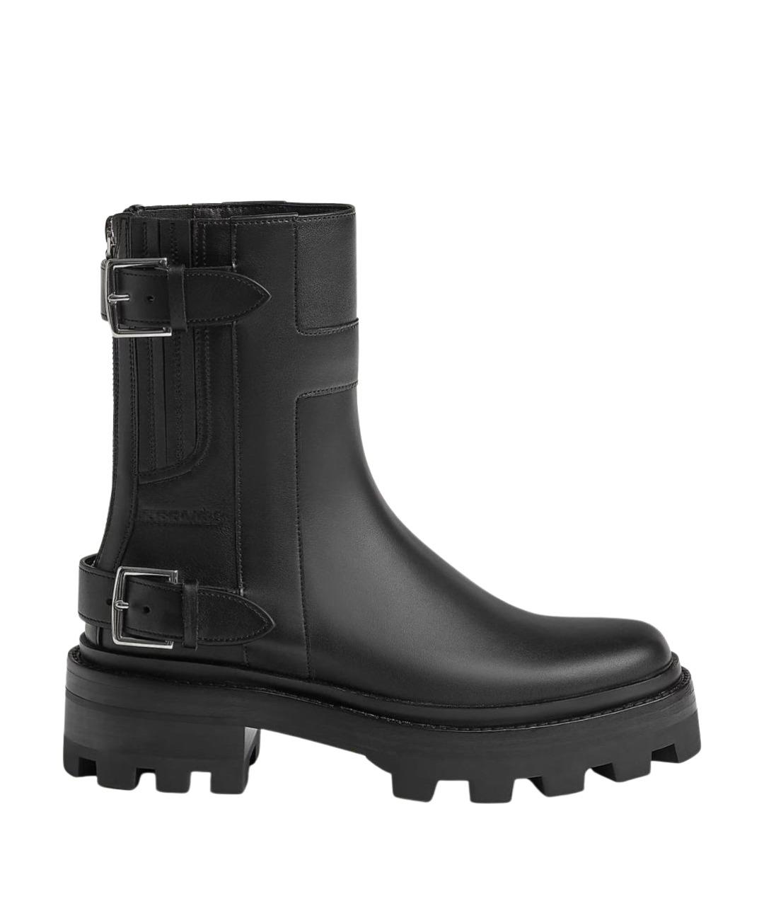 HERMES Черные кожаные ботинки, фото 1