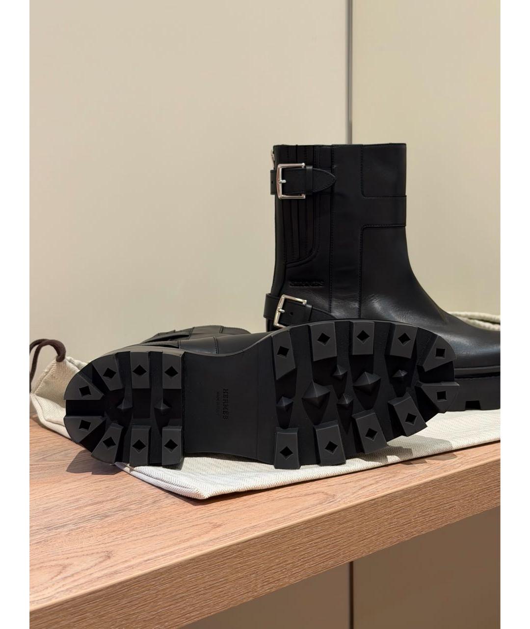 HERMES Черные кожаные ботинки, фото 5