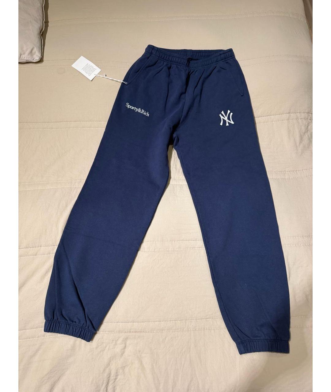 SPORTY AND RICH Темно-синие хлопковые брюки широкие, фото 2