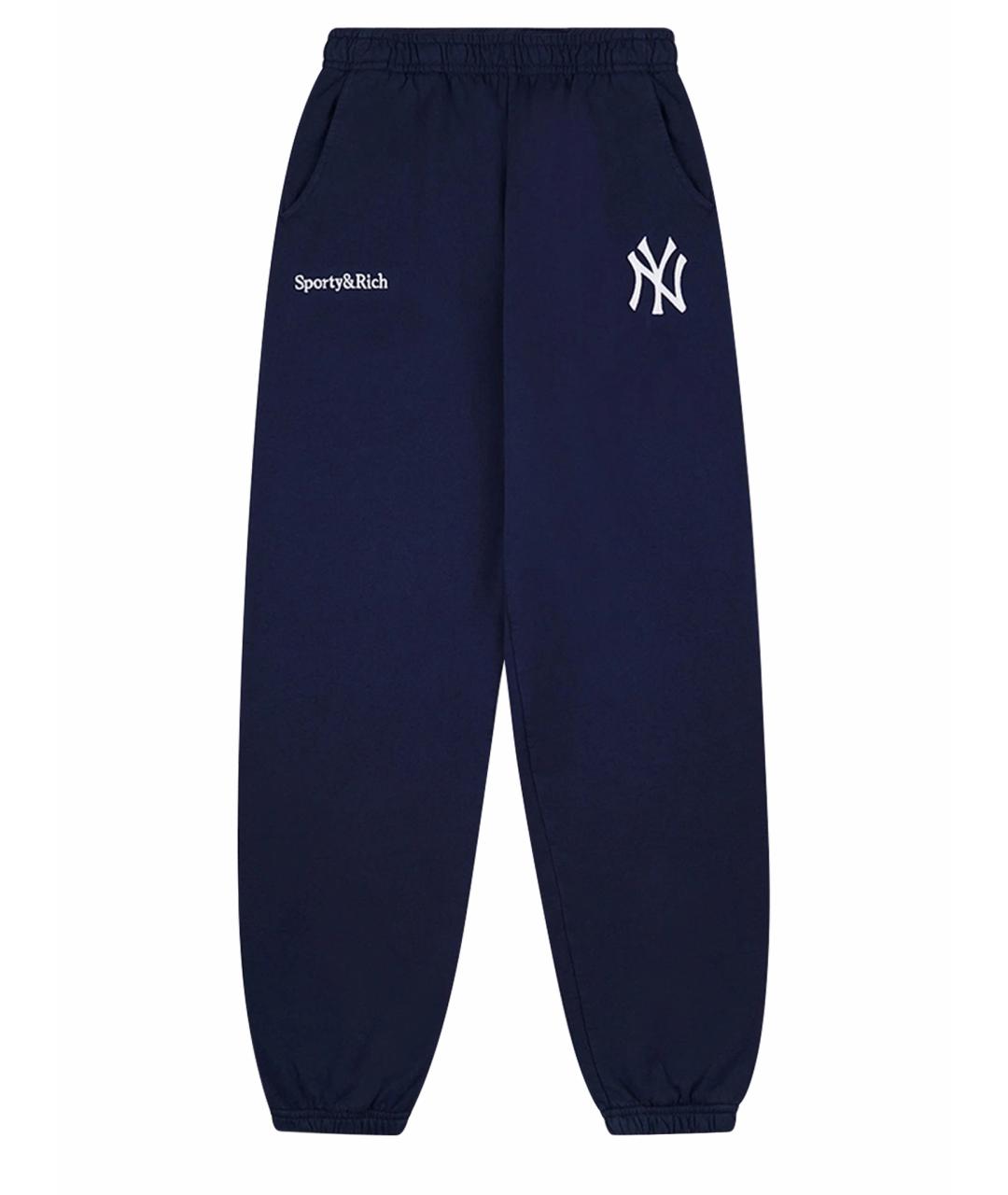 SPORTY AND RICH Темно-синие хлопковые брюки широкие, фото 1