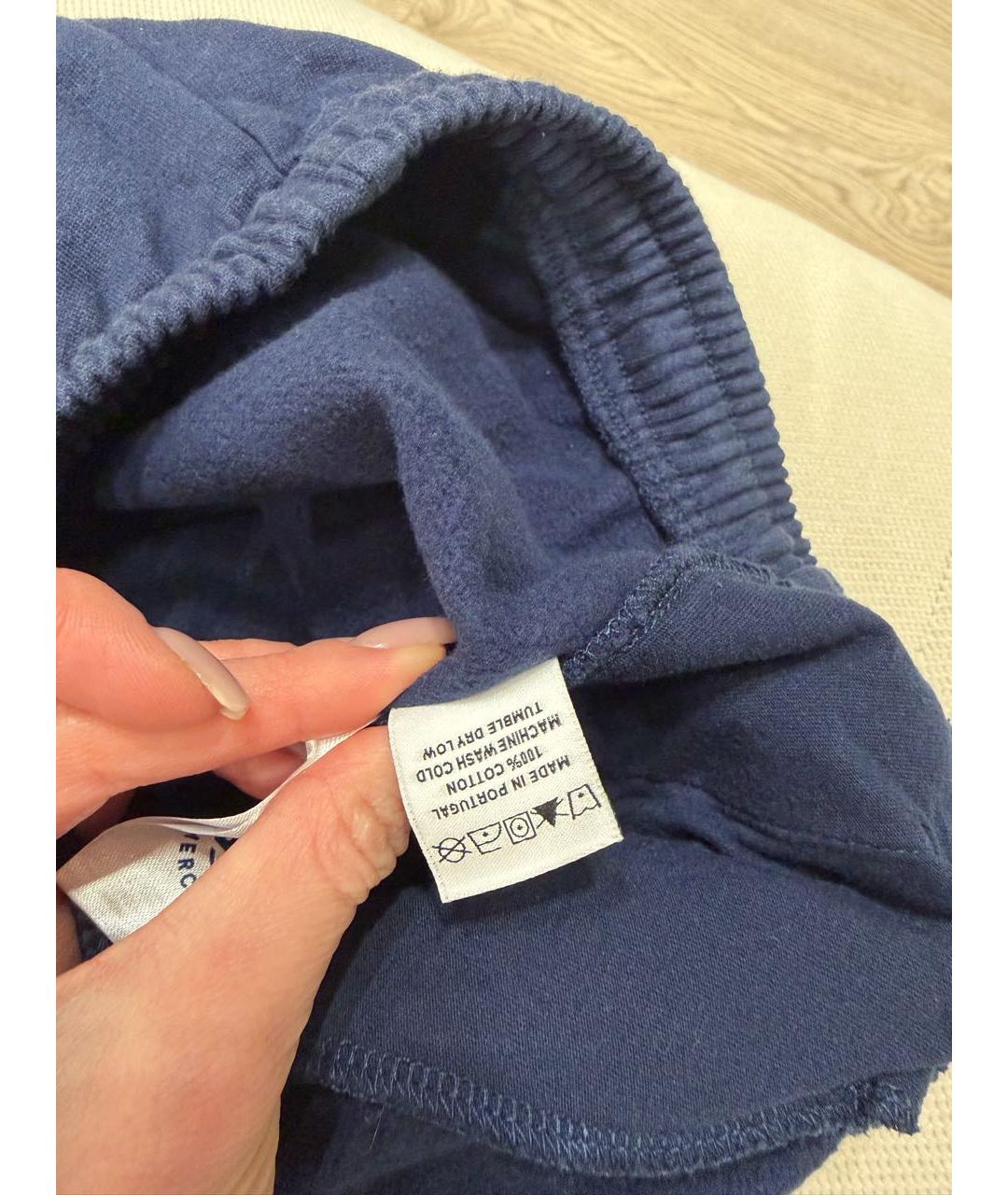 SPORTY AND RICH Темно-синие хлопковые брюки широкие, фото 4