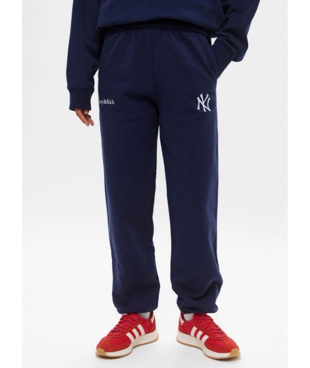 SPORTY AND RICH Темно-синие хлопковые брюки широкие, фото 8