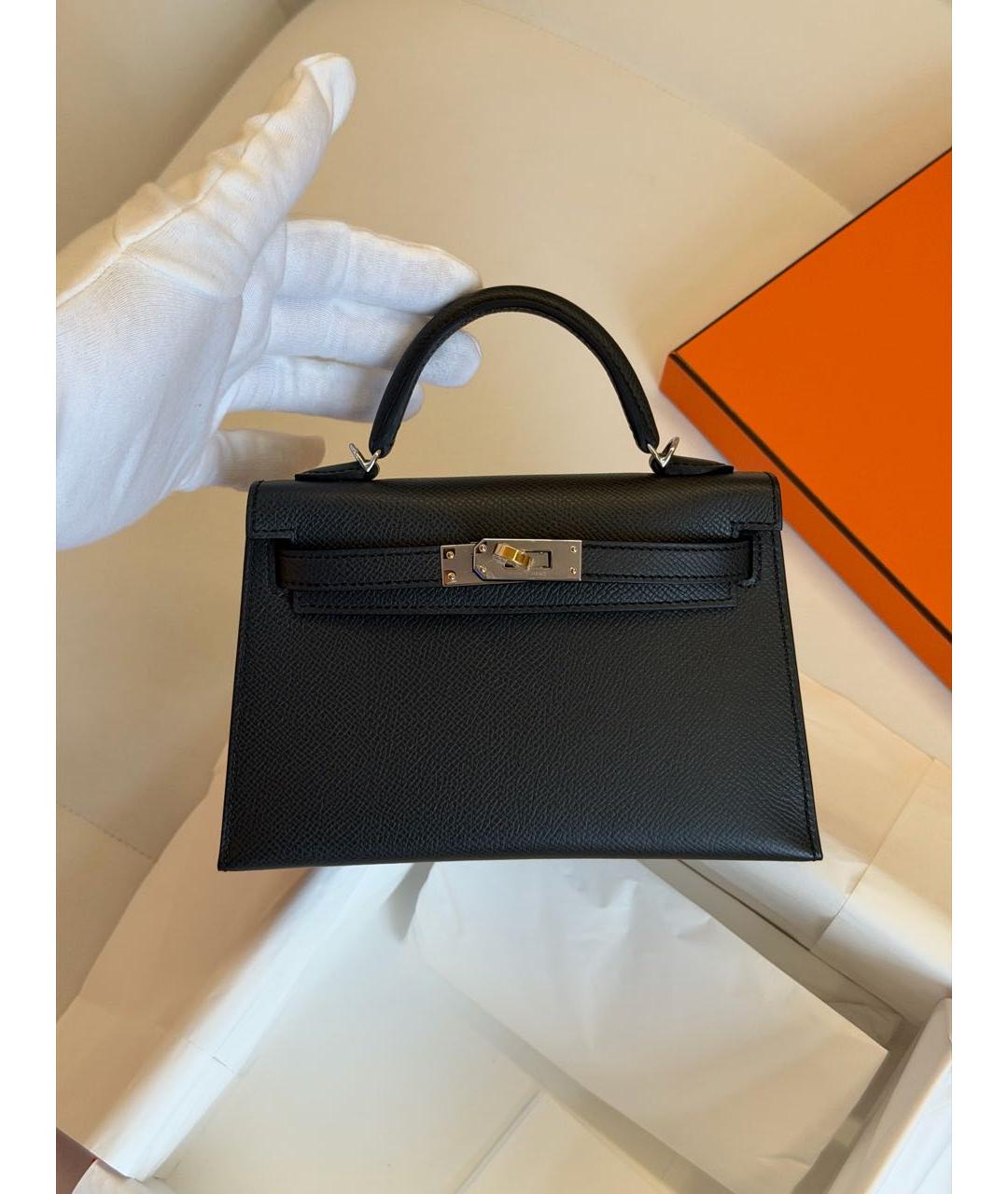 HERMES Черная кожаная сумка с короткими ручками, фото 8