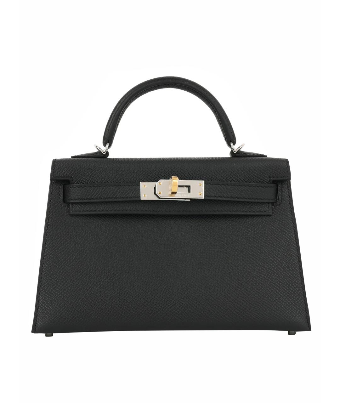 HERMES Черная кожаная сумка с короткими ручками, фото 1