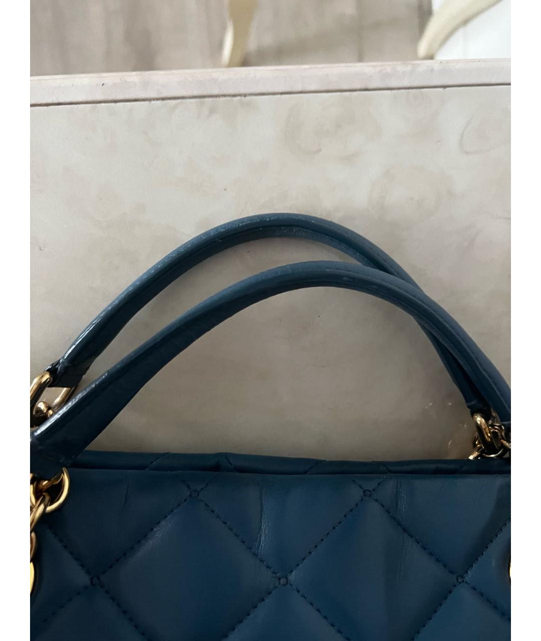 DOLCE&GABBANA Голубая кожаная сумка через плечо, фото 7