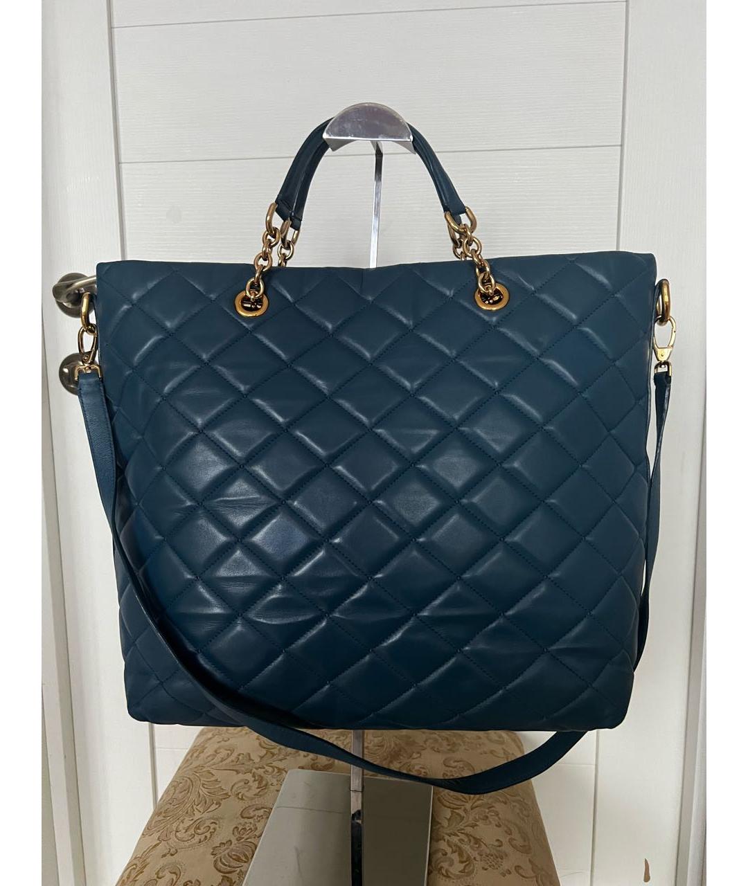 DOLCE&GABBANA Голубая кожаная сумка через плечо, фото 3