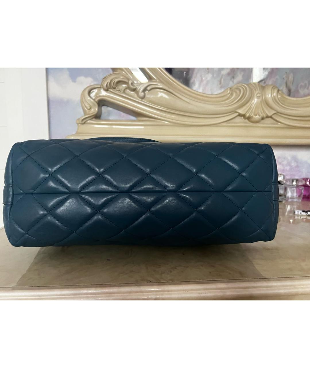 DOLCE&GABBANA Голубая кожаная сумка через плечо, фото 8