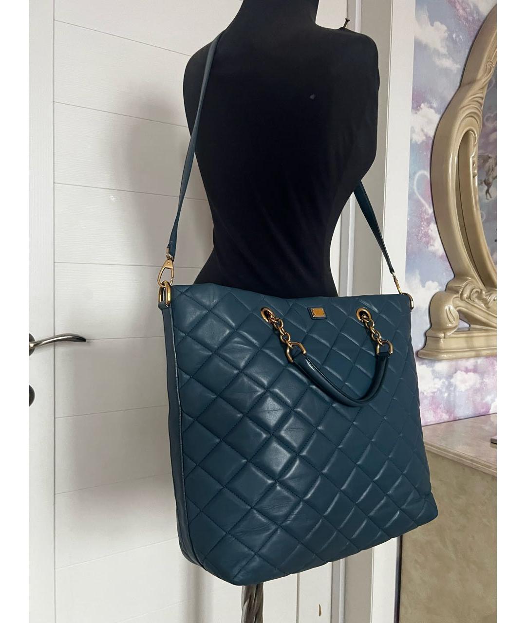 DOLCE&GABBANA Голубая кожаная сумка через плечо, фото 2