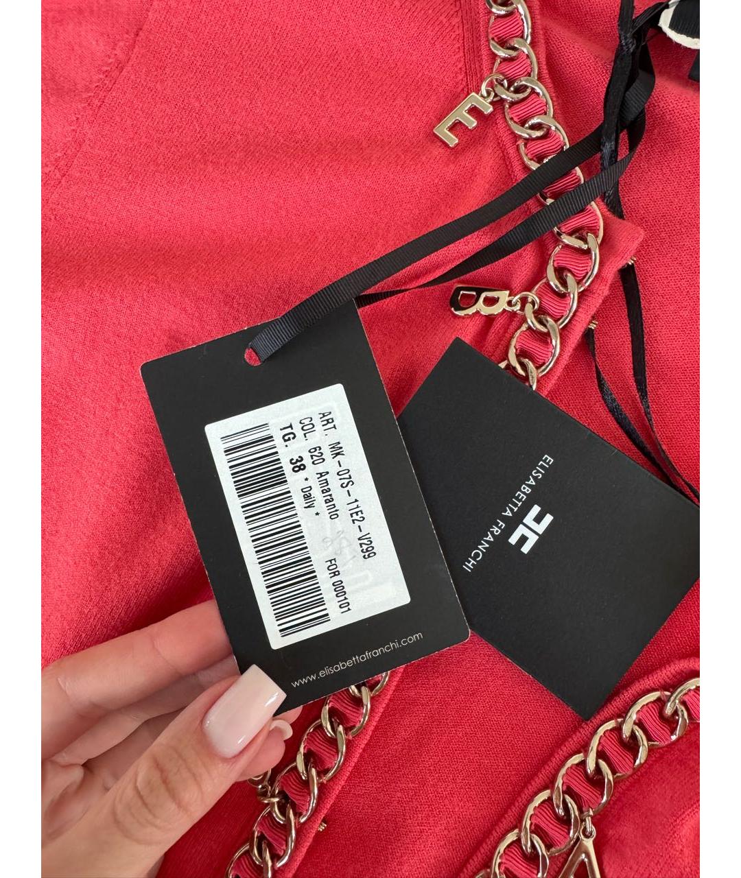 ELISABETTA FRANCHI Красный вискозный кардиган, фото 3