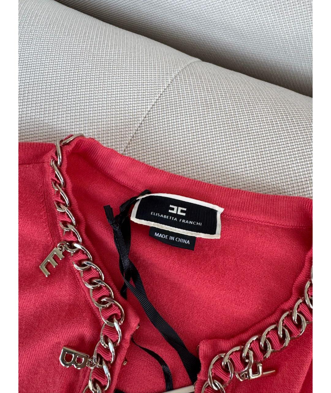 ELISABETTA FRANCHI Красный вискозный кардиган, фото 2
