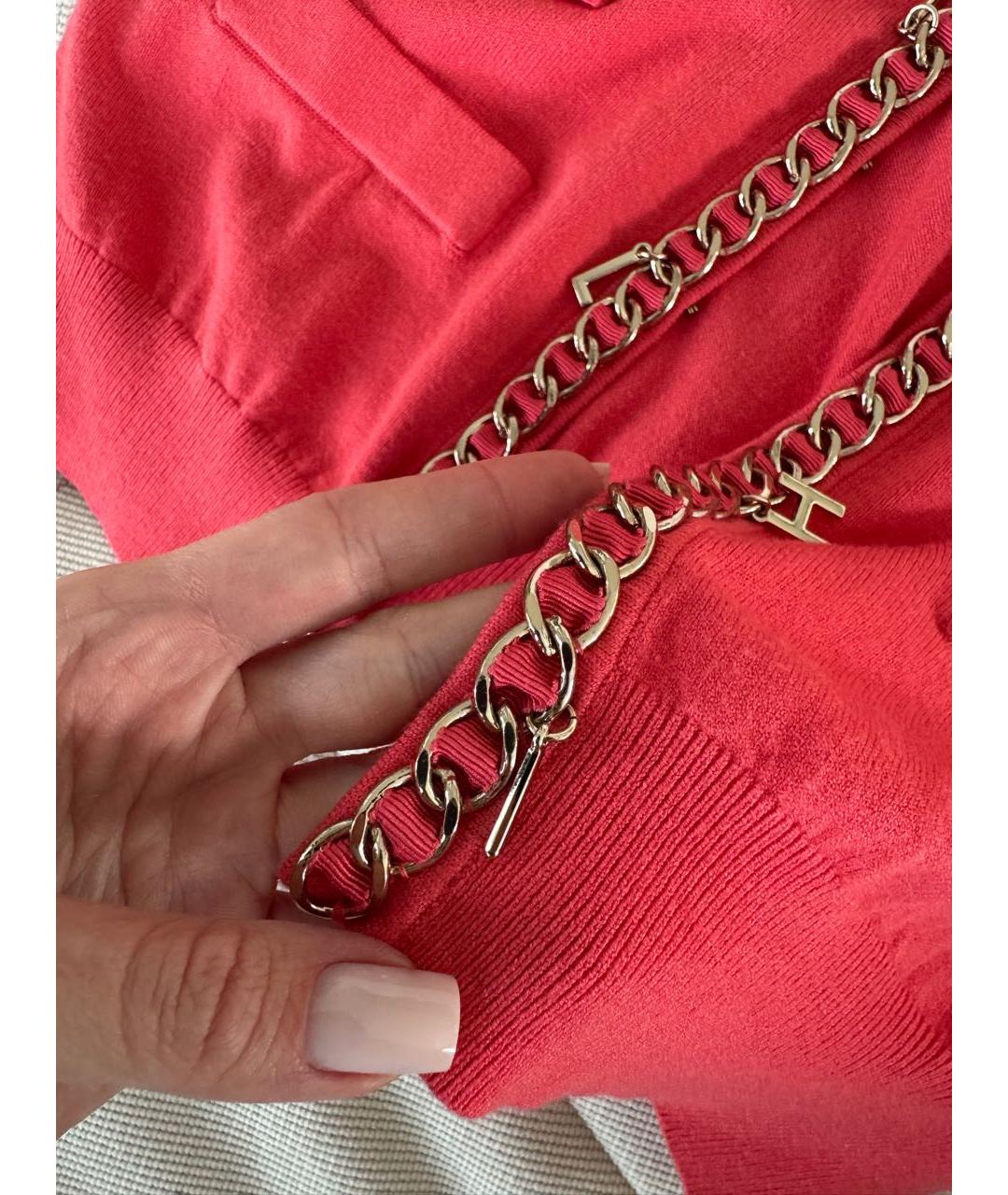 ELISABETTA FRANCHI Красный вискозный кардиган, фото 4