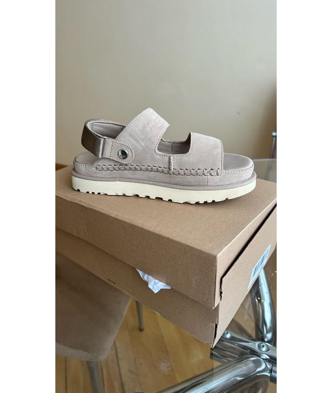 UGG AUSTRALIA Бежевые замшевые сандалии, фото 3