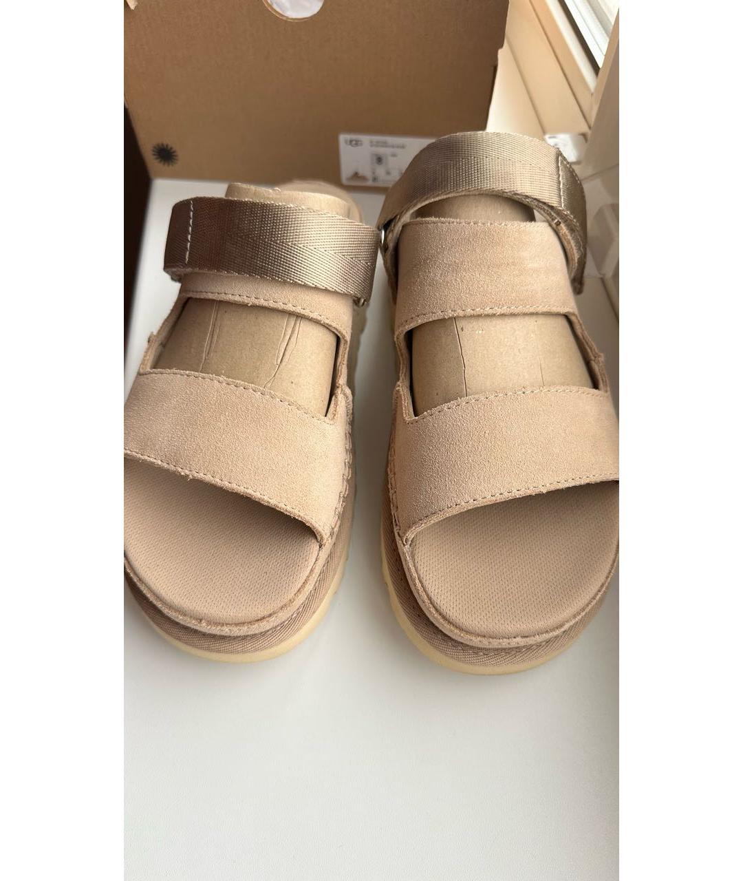 UGG AUSTRALIA Бежевые замшевые сандалии, фото 5