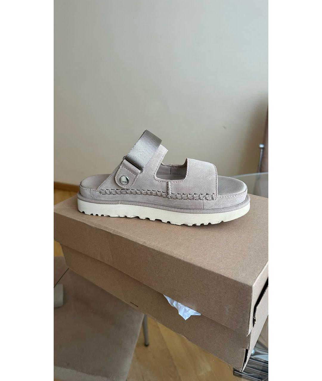 UGG AUSTRALIA Бежевые замшевые сандалии, фото 6