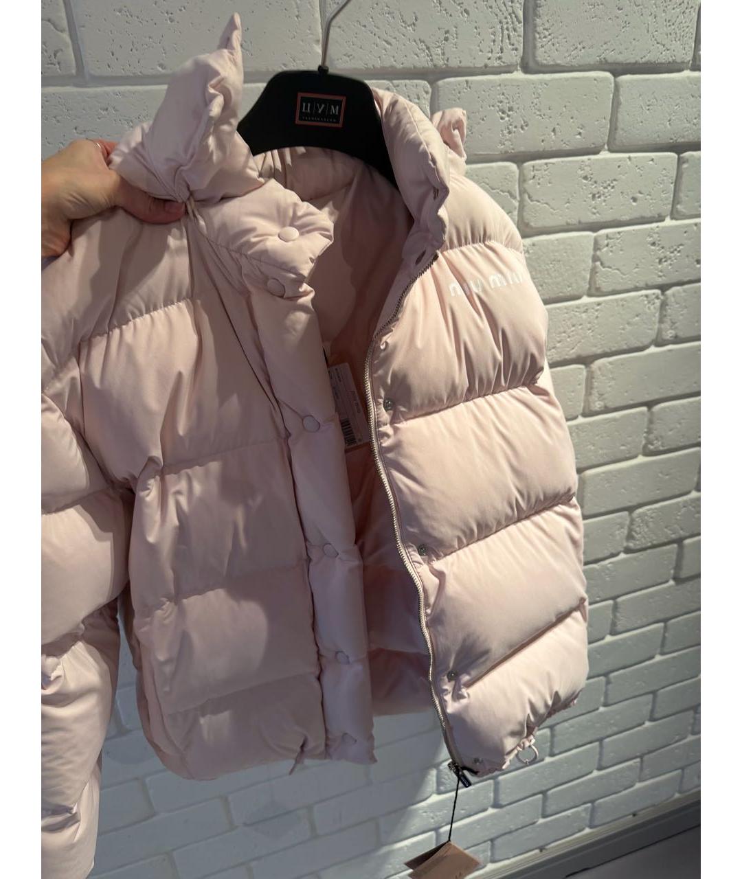MIU MIU Розовый полиэстеровый пуховик, фото 5