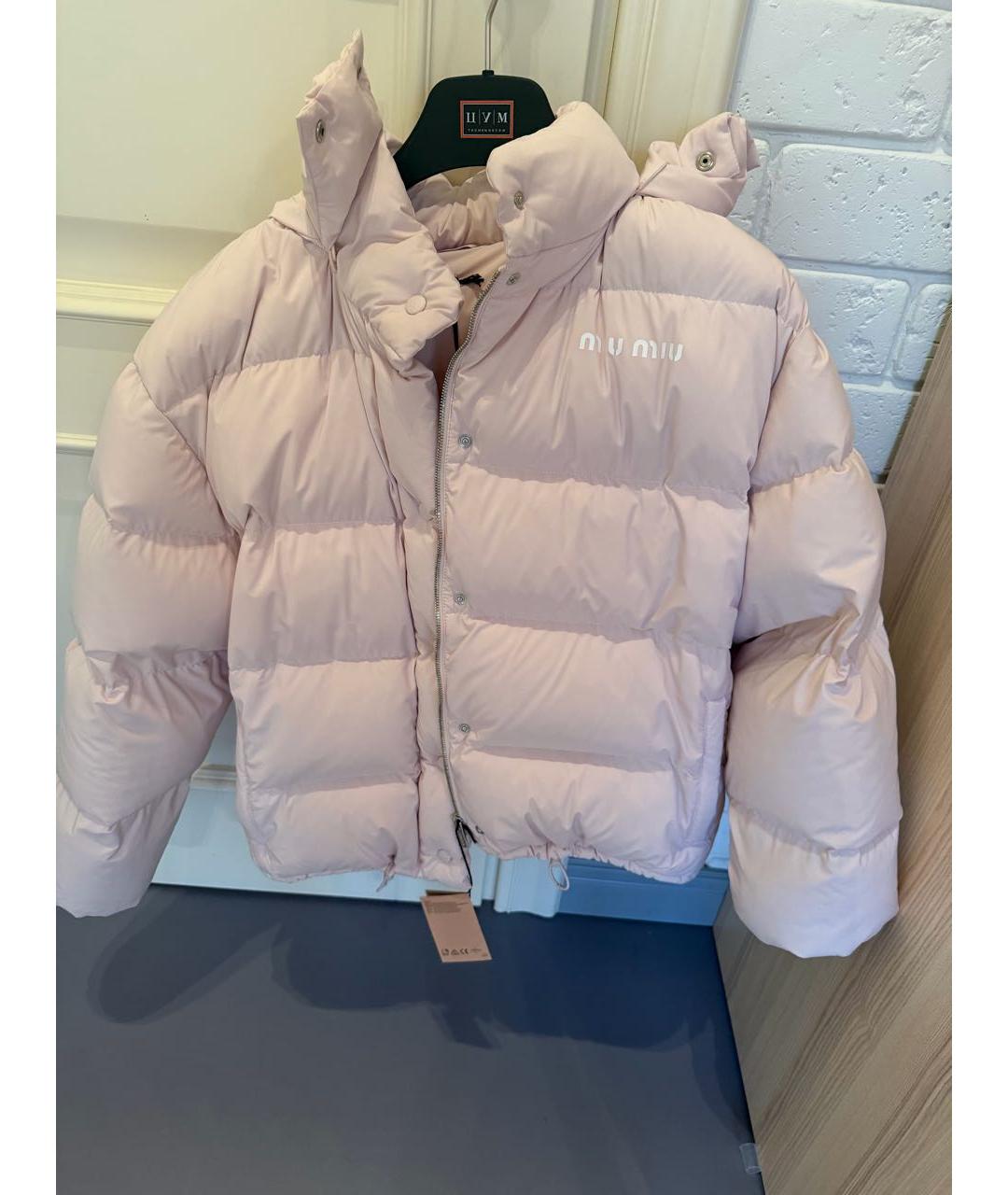 MIU MIU Розовый полиэстеровый пуховик, фото 2