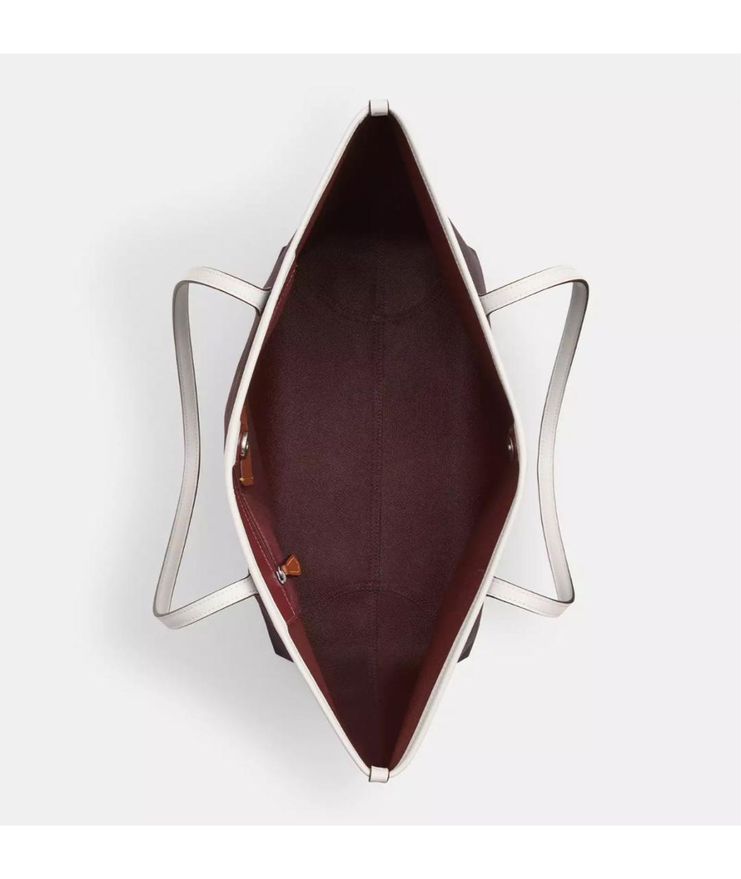 COACH Коричневая кожаная сумка с короткими ручками, фото 3