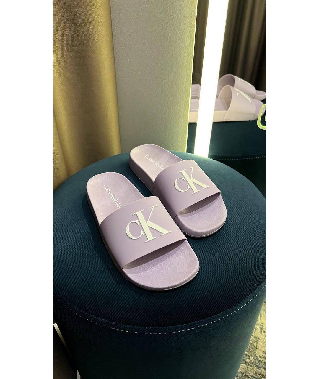 CALVIN KLEIN Фиолетовые резиновые шлепанцы, фото 5