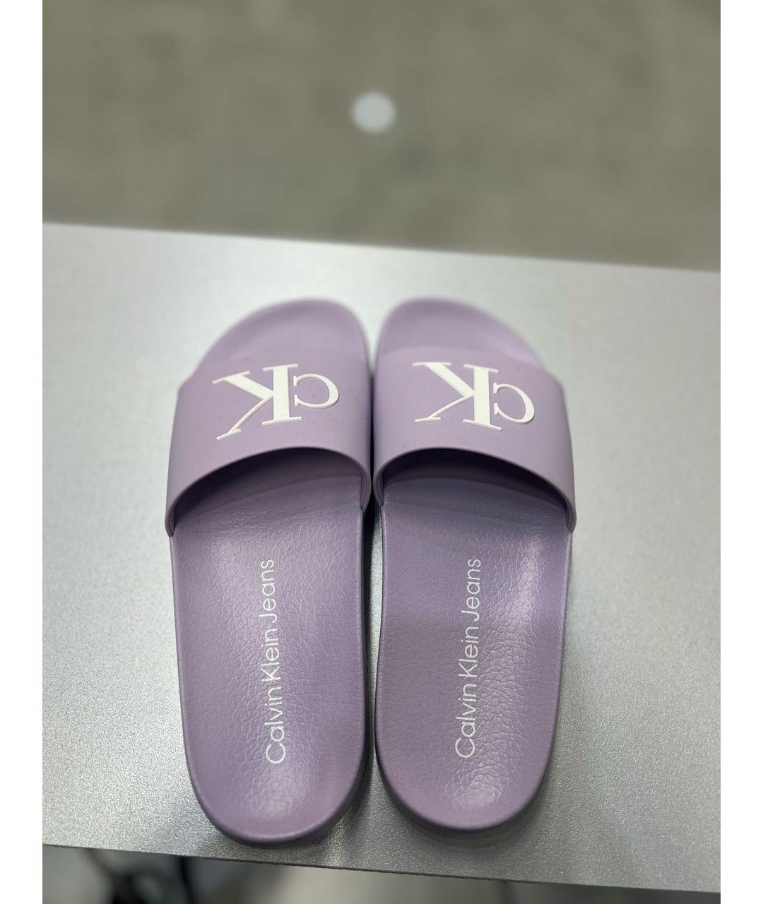 CALVIN KLEIN Фиолетовые резиновые шлепанцы, фото 3