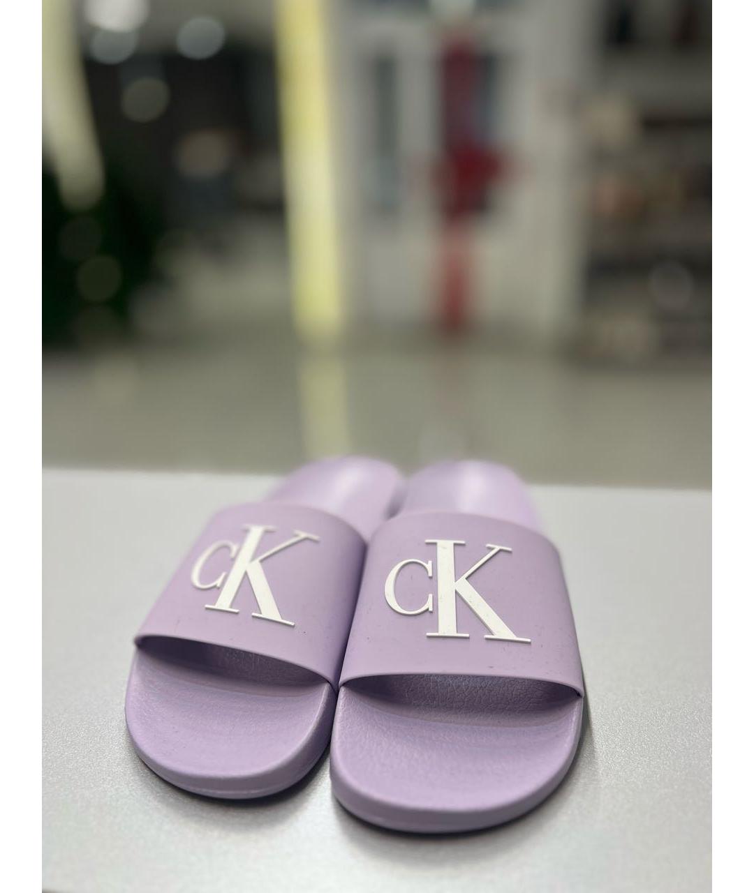 CALVIN KLEIN Фиолетовые резиновые шлепанцы, фото 2