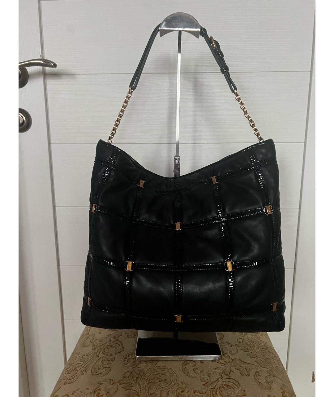 FERRAGAMO Черная кожаная сумка через плечо, фото 3