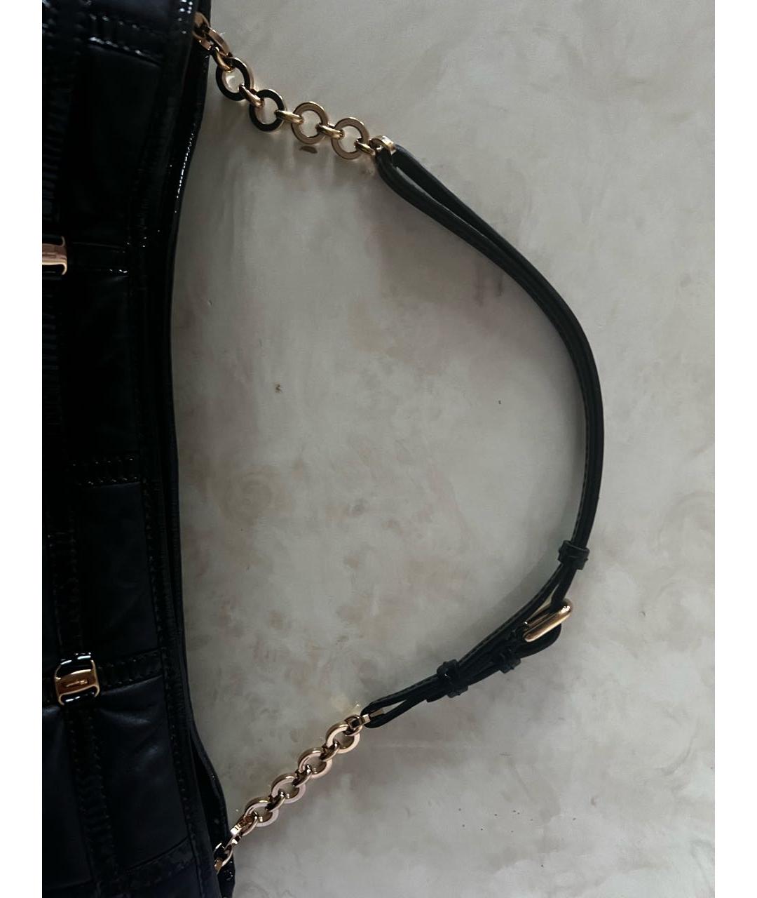 FERRAGAMO Черная кожаная сумка через плечо, фото 6