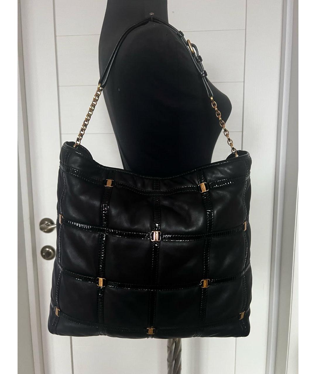 FERRAGAMO Черная кожаная сумка через плечо, фото 8