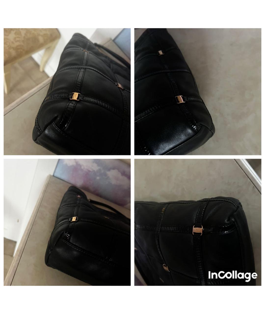 FERRAGAMO Черная кожаная сумка через плечо, фото 5