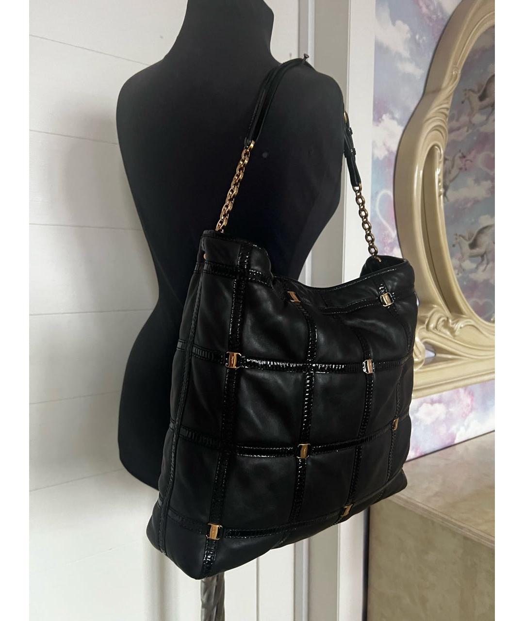 FERRAGAMO Черная кожаная сумка через плечо, фото 2