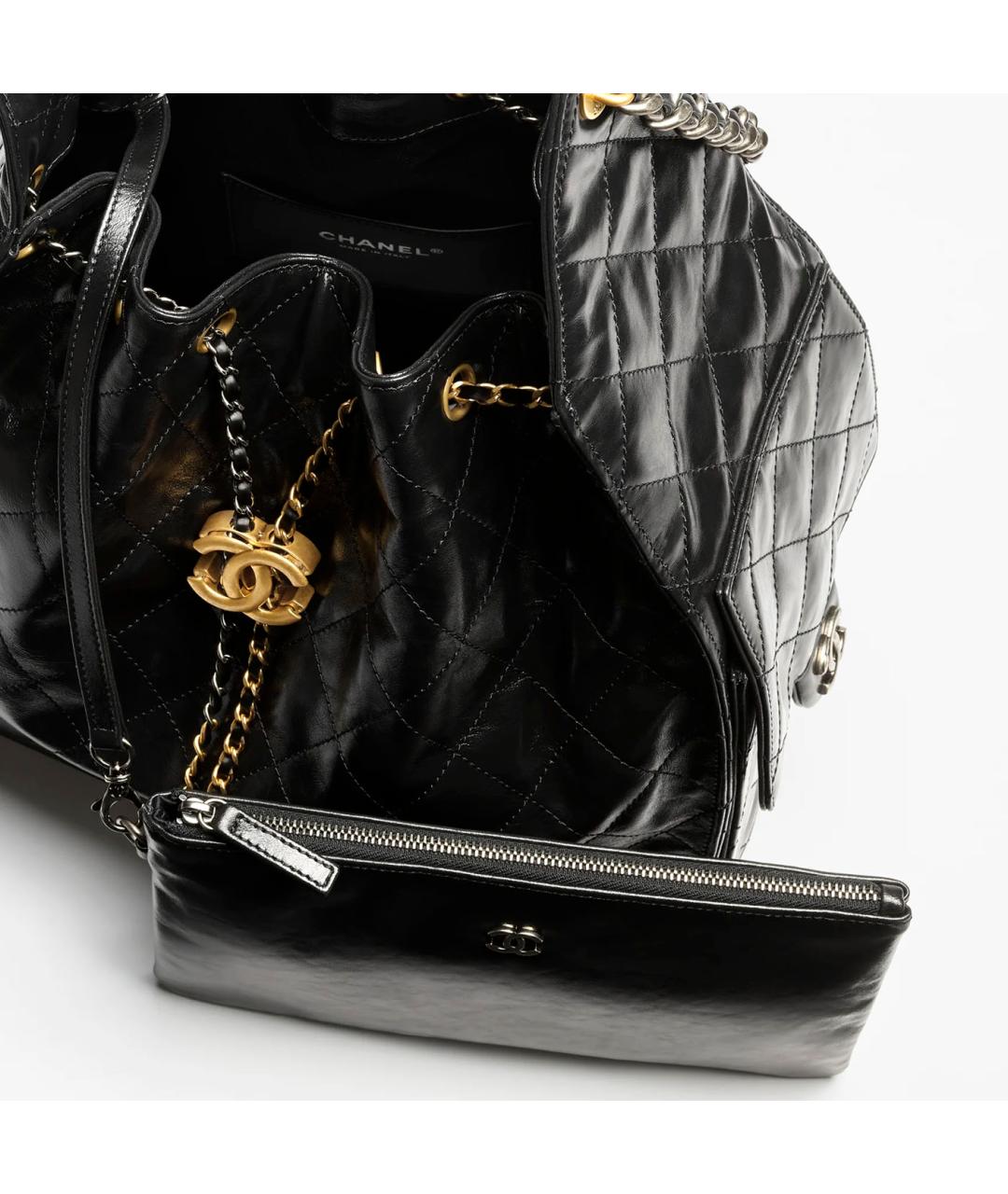 CHANEL Черная кожаная сумка с короткими ручками, фото 4