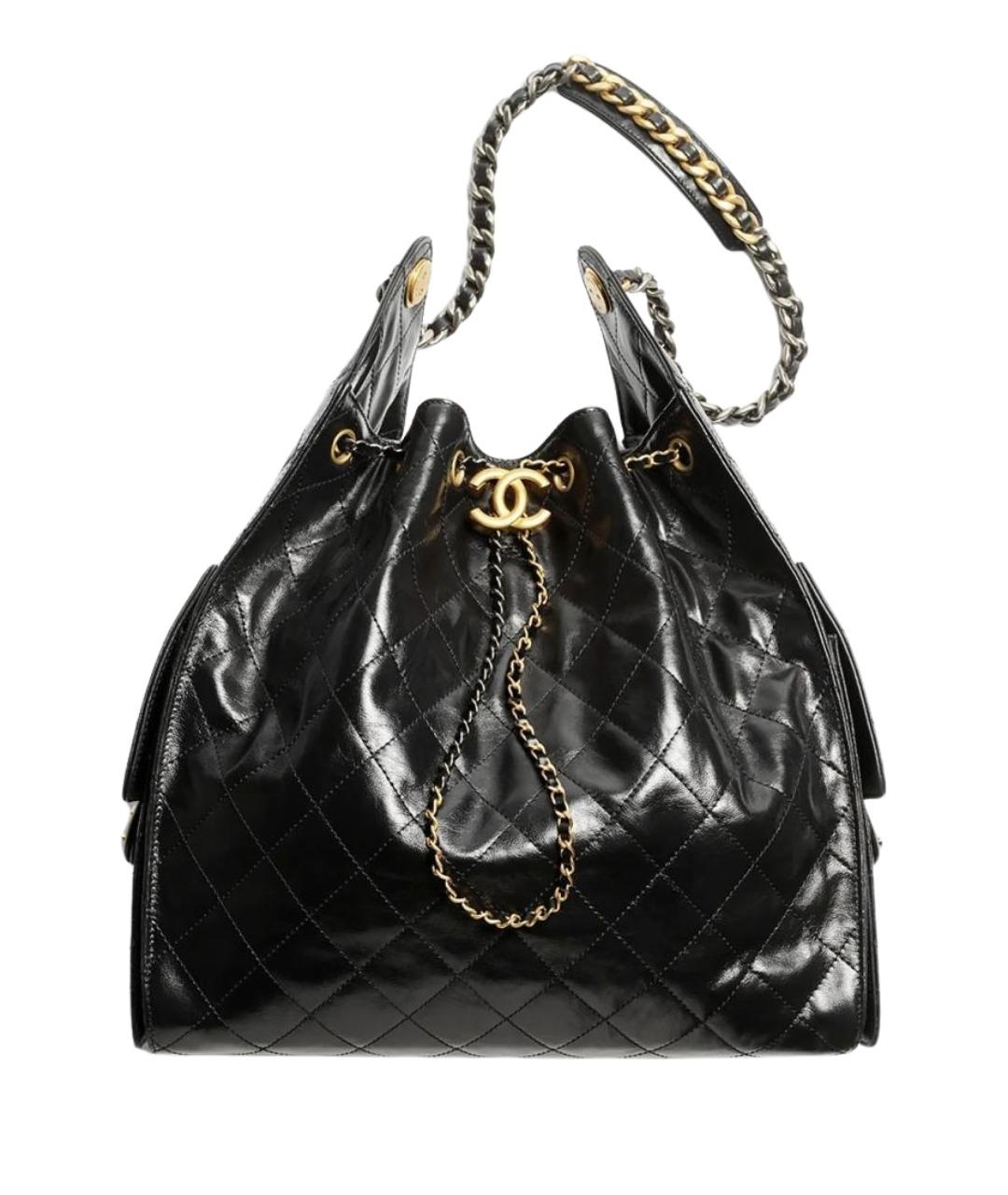 CHANEL Черная кожаная сумка с короткими ручками, фото 1