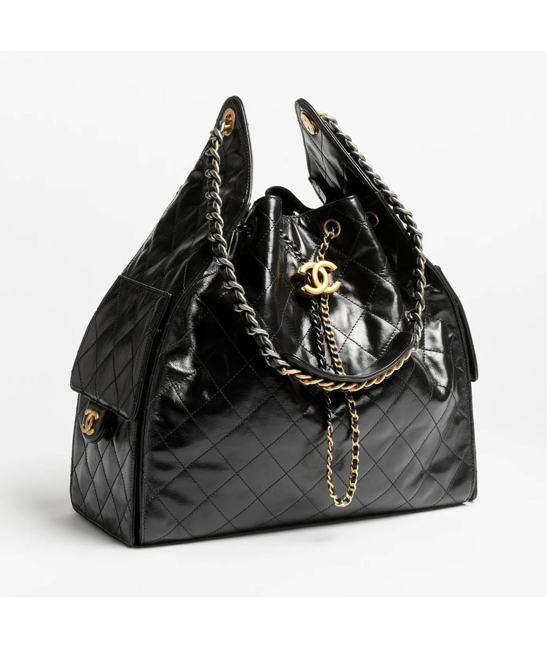 CHANEL Черная кожаная сумка с короткими ручками, фото 2