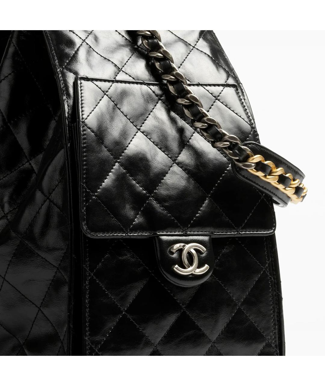 CHANEL Черная кожаная сумка с короткими ручками, фото 3