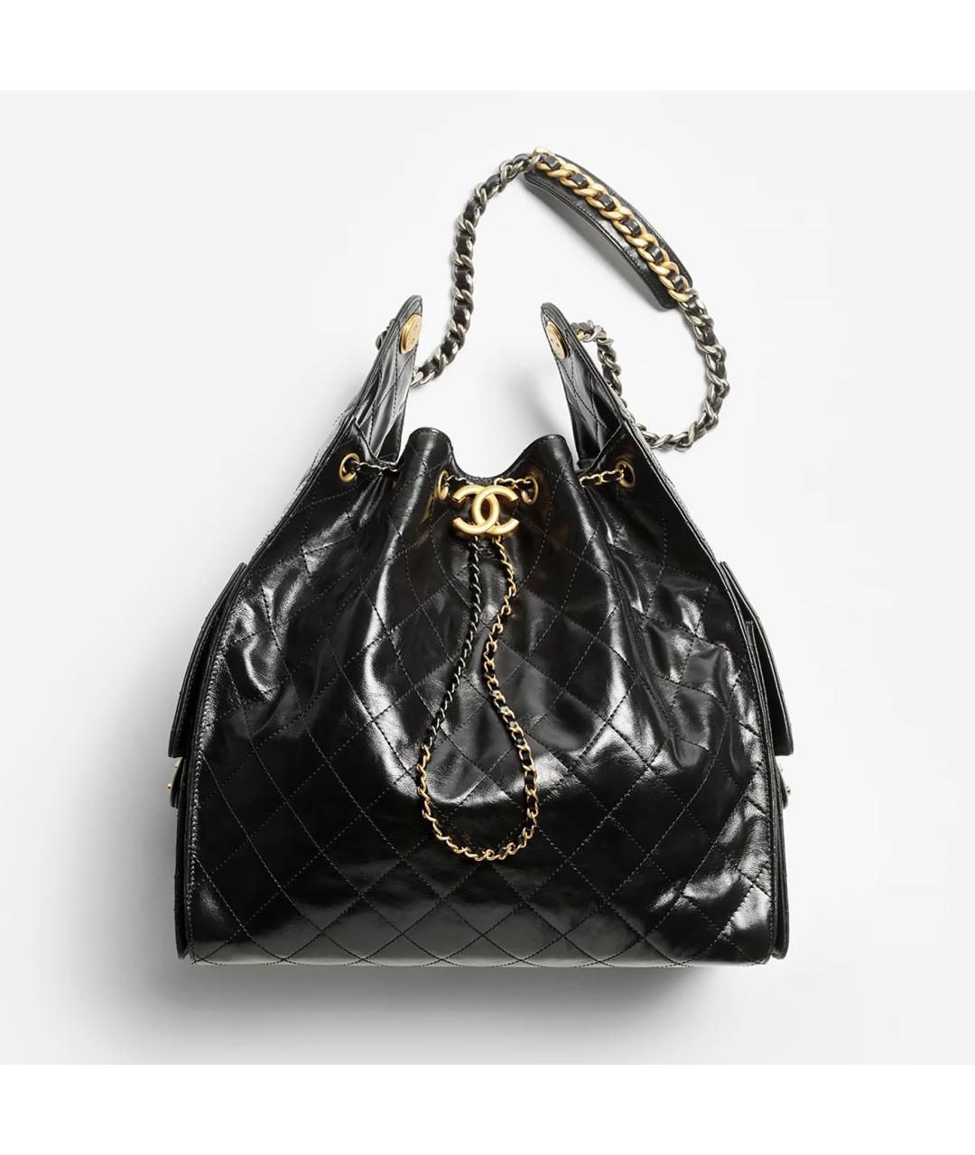 CHANEL Черная кожаная сумка с короткими ручками, фото 6