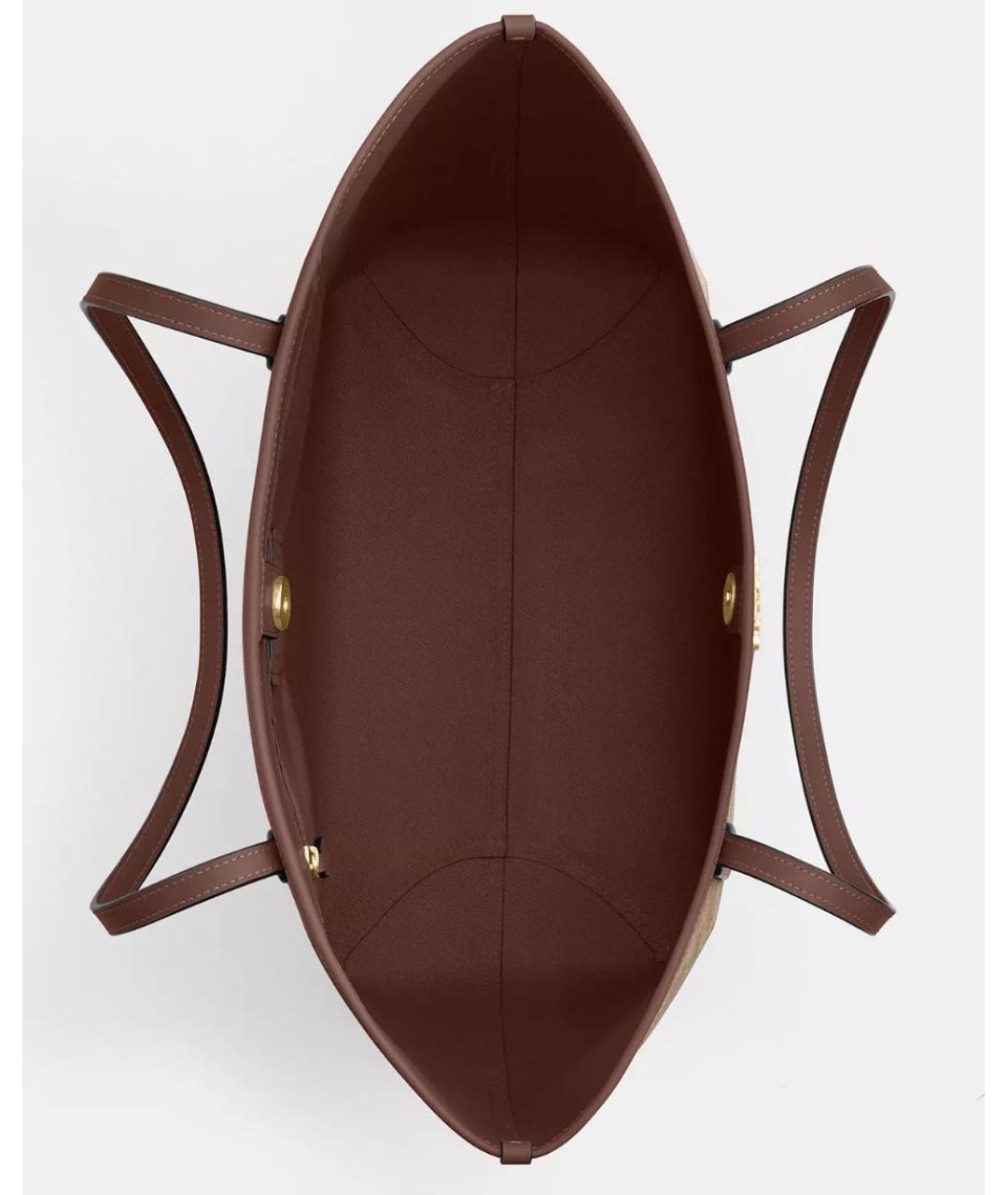 COACH Коричневая кожаная сумка с короткими ручками, фото 3