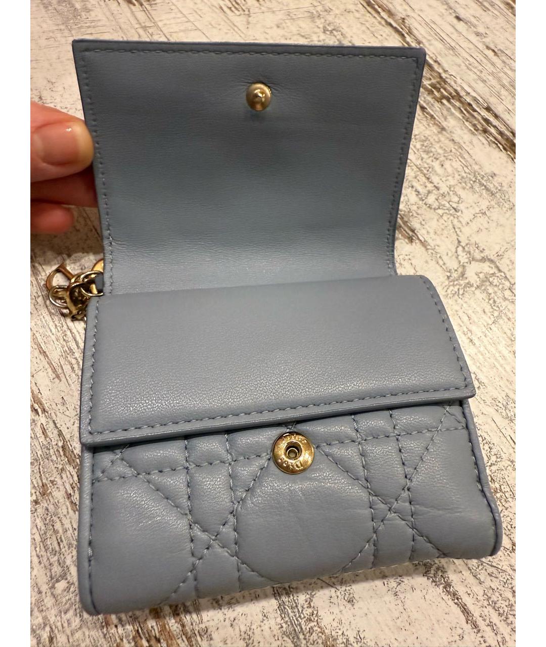 CHRISTIAN DIOR Голубой кожаный кошелек, фото 2