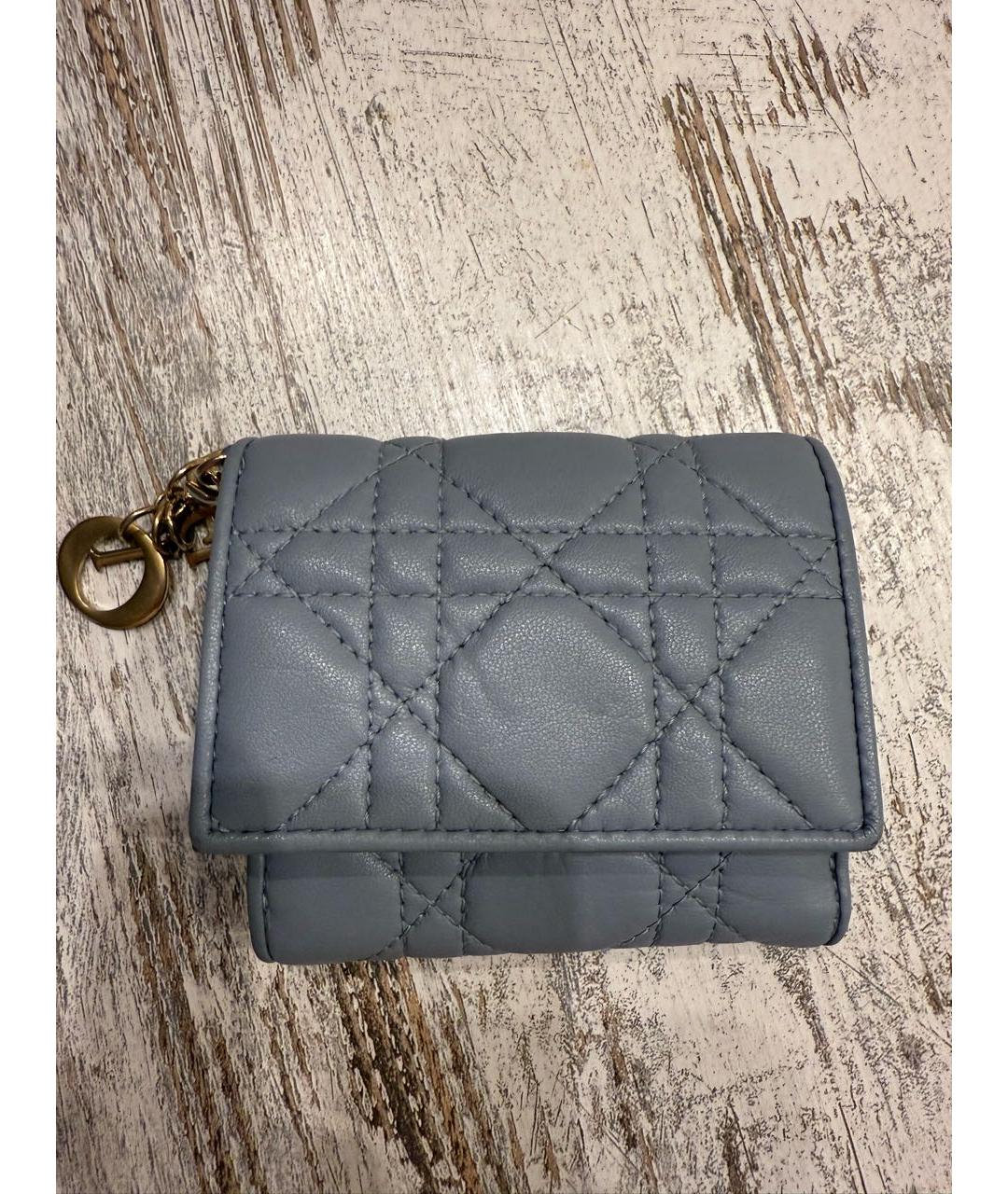 CHRISTIAN DIOR Голубой кожаный кошелек, фото 3