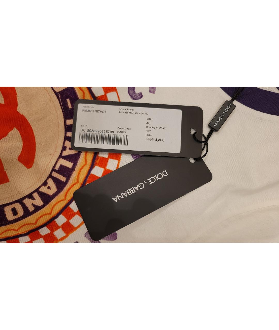 DOLCE&GABBANA Белая хлопковая футболка, фото 5