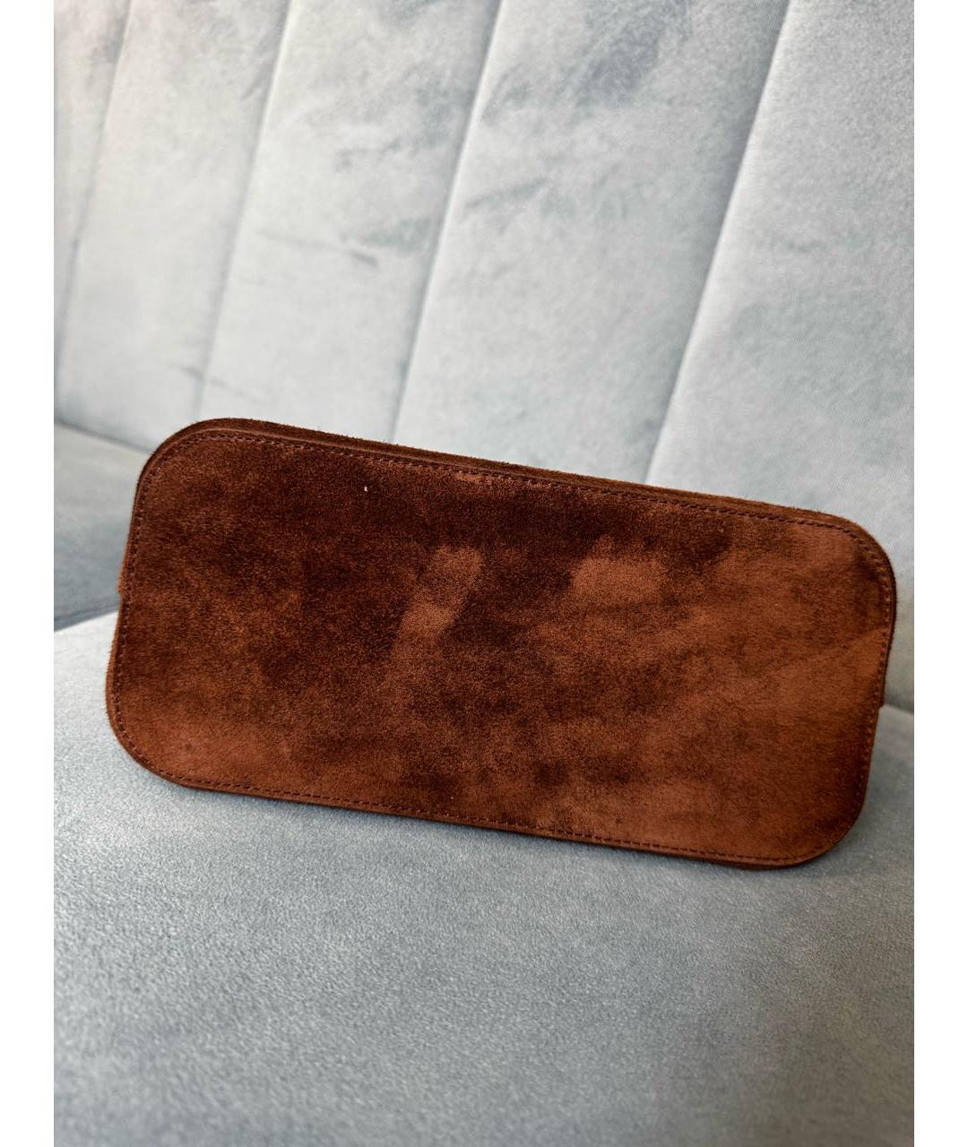 BRUNELLO CUCINELLI Коричневая замшевая косметичка, фото 3