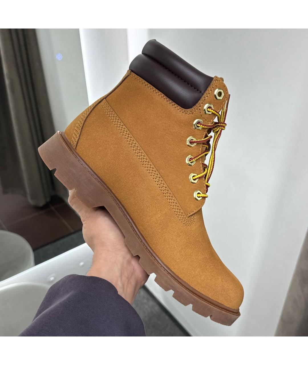 TIMBERLAND Горчичные нубуковые высокие ботинки, фото 5