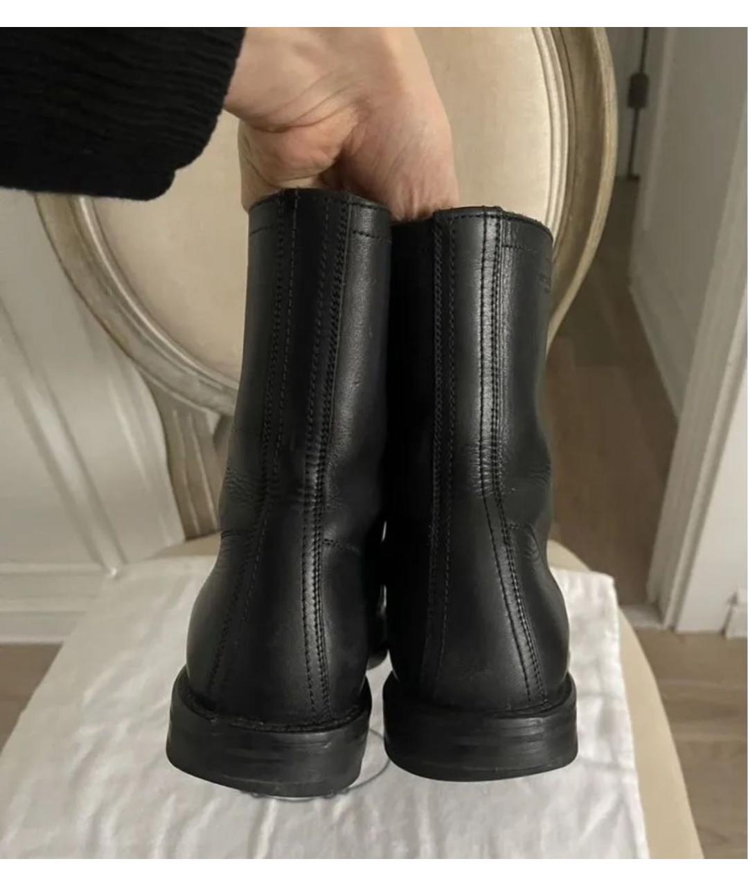 SAINT LAURENT Черные кожаные ботинки, фото 2