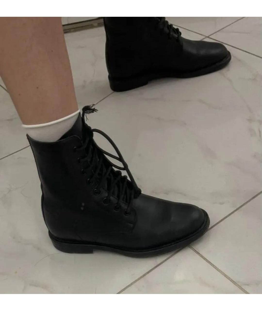 SAINT LAURENT Черные кожаные ботинки, фото 6