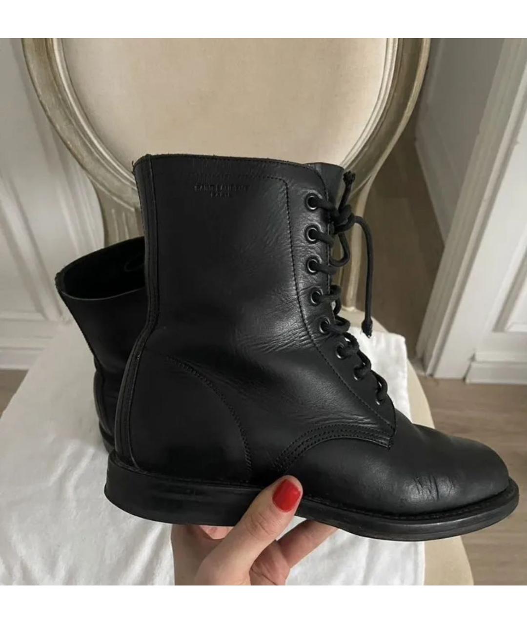 SAINT LAURENT Черные кожаные ботинки, фото 7