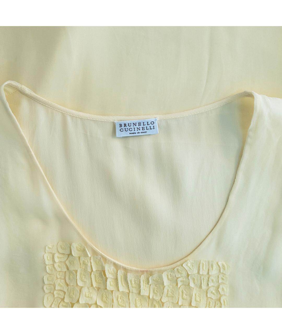 BRUNELLO CUCINELLI Желтая шелковая блузы, фото 3