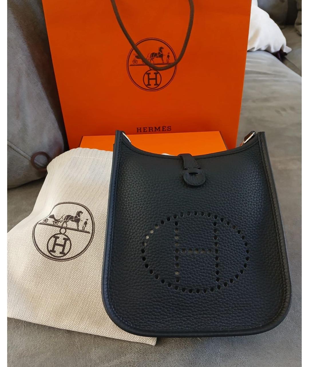 HERMES Черная кожаная сумка через плечо, фото 5