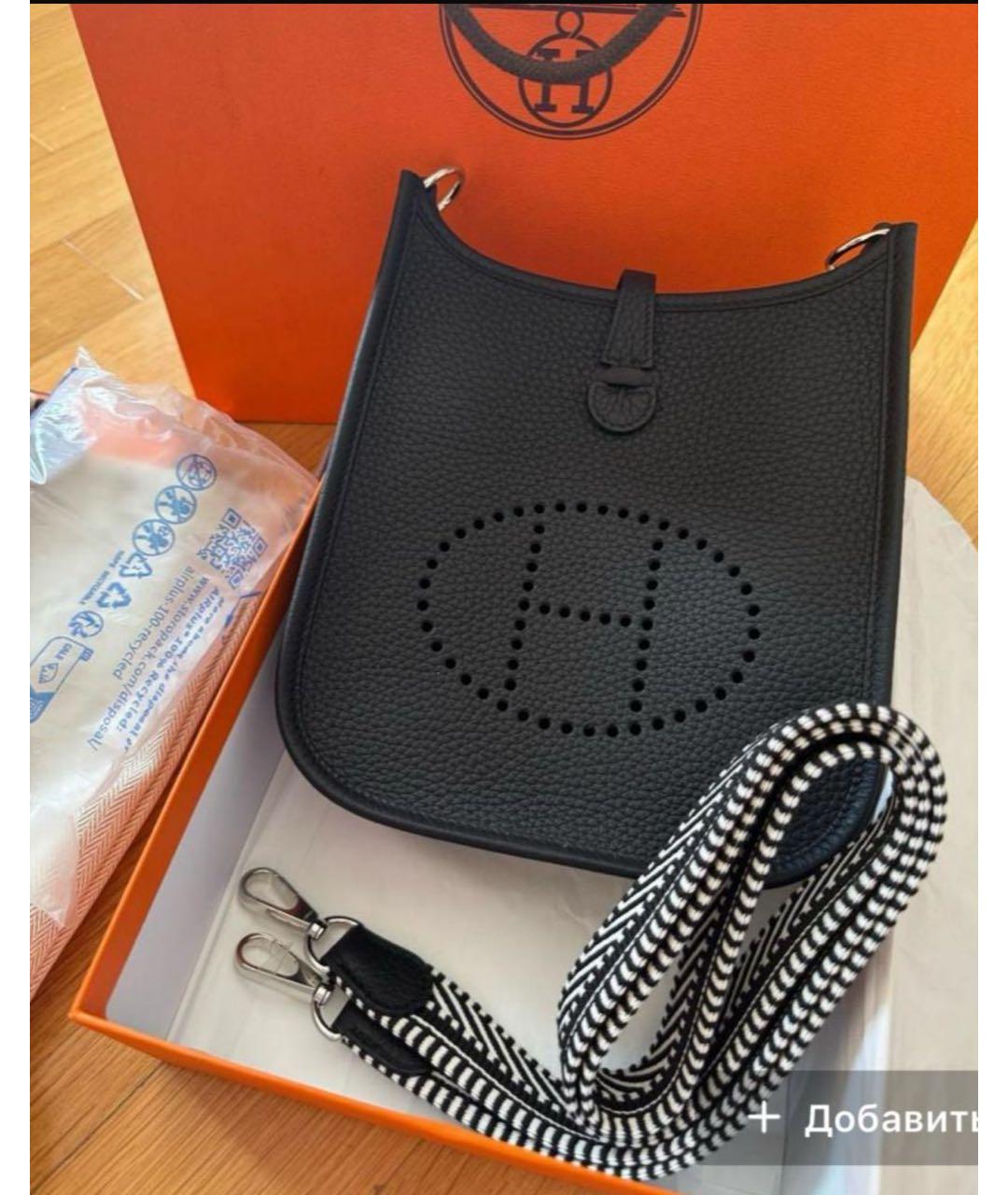 HERMES Черная кожаная сумка через плечо, фото 2