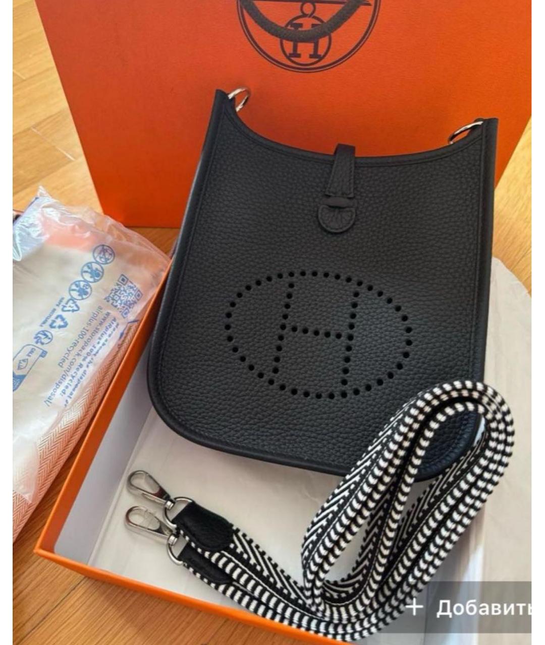 HERMES Черная кожаная сумка через плечо, фото 6