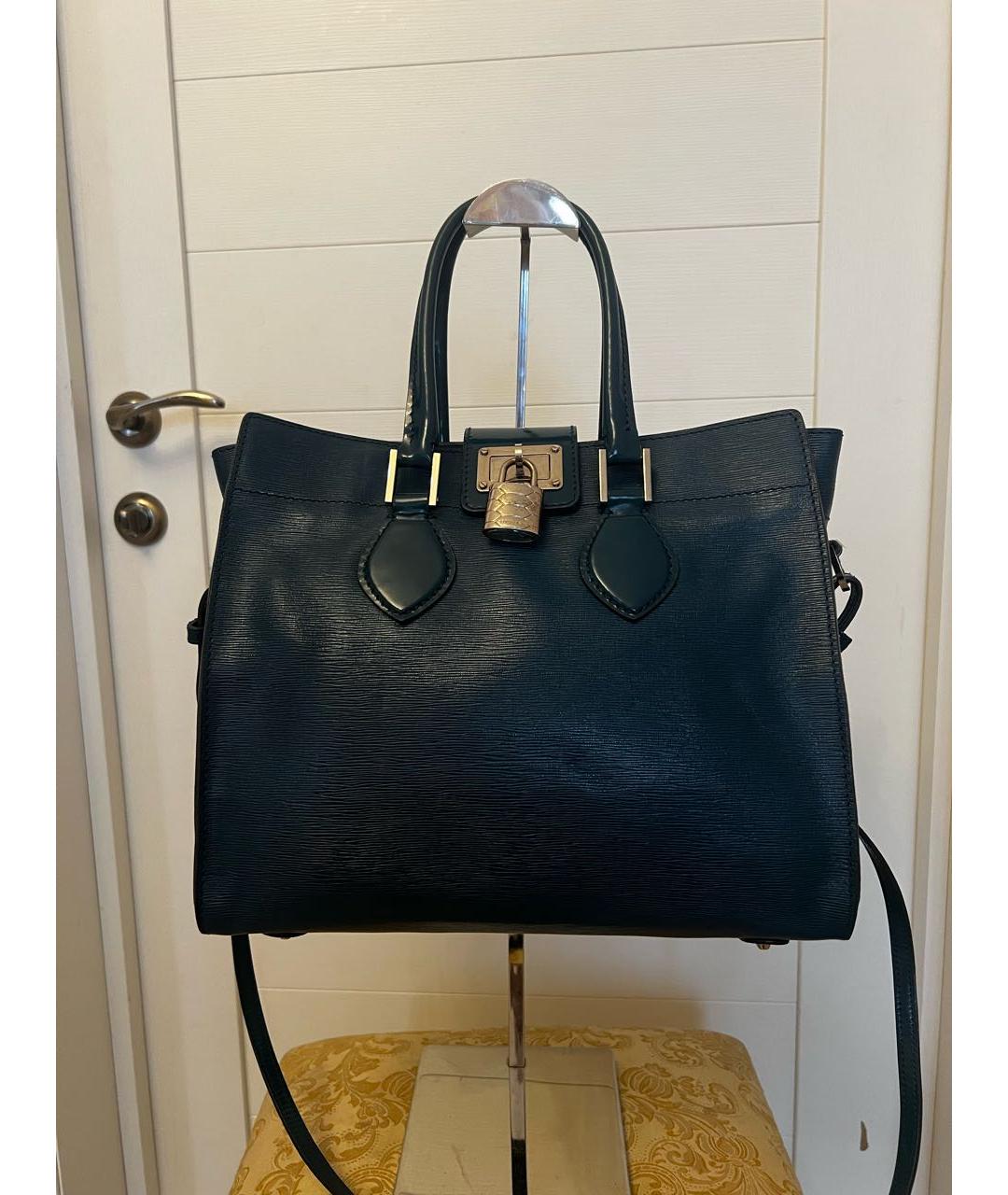 ROBERTO CAVALLI Синяя кожаная сумка через плечо, фото 8