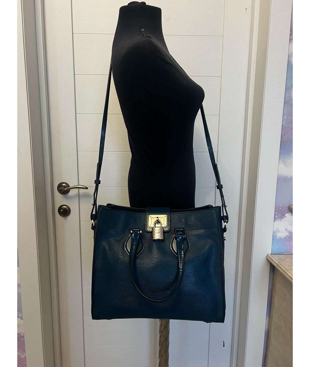 ROBERTO CAVALLI Синяя кожаная сумка через плечо, фото 7